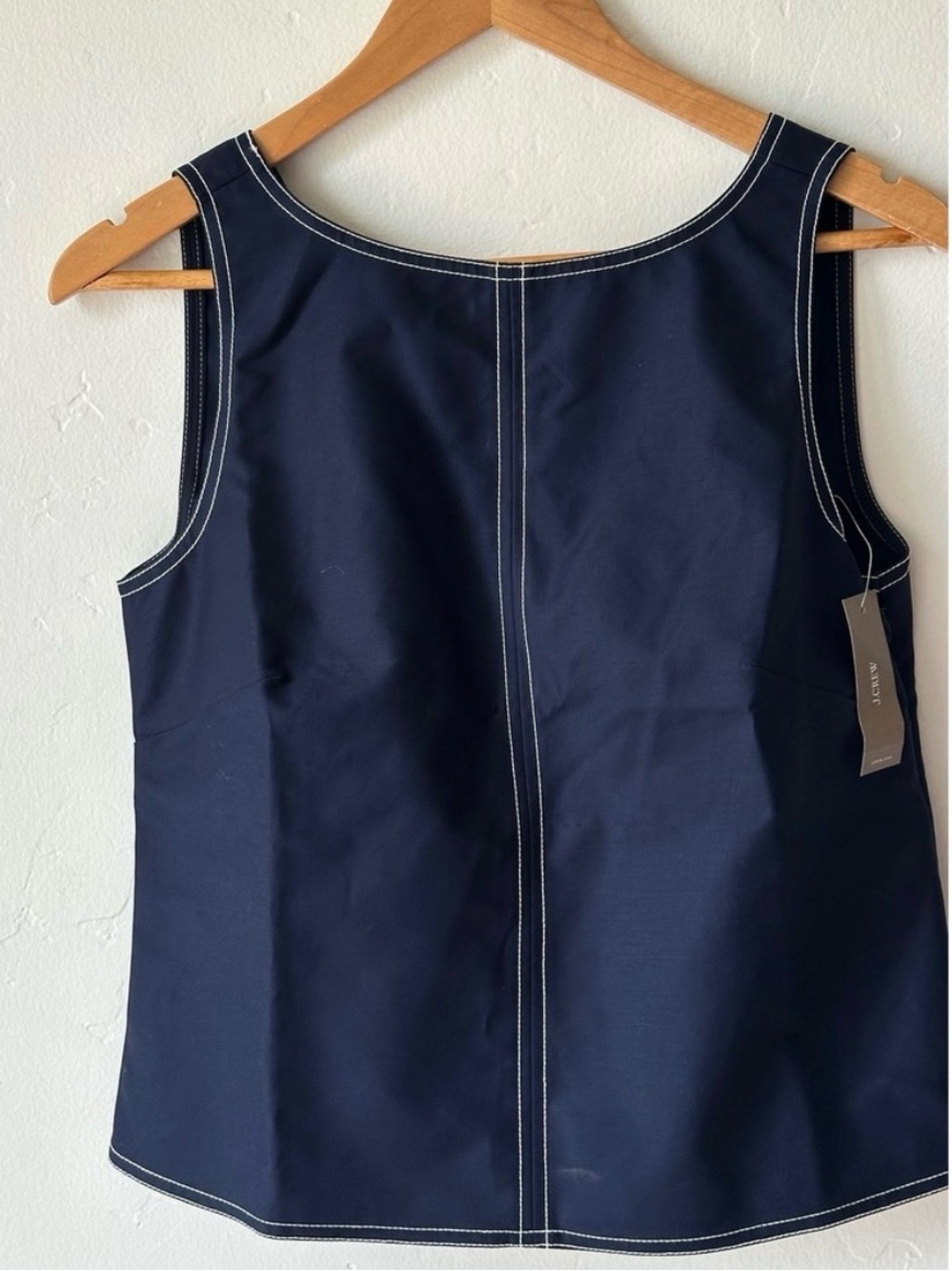 NWT J Crew Navy Sleeveless Top with Contrast Stitching
